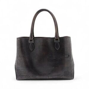 Berluti Calligraphy Toujour Leather Chain Tote Bag Black